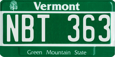 VT license plate NBT363