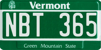 VT license plate NBT365