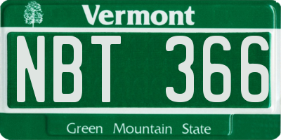 VT license plate NBT366
