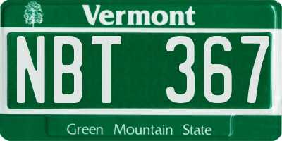 VT license plate NBT367