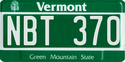 VT license plate NBT370