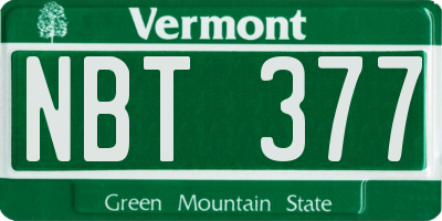 VT license plate NBT377