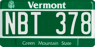 VT license plate NBT378