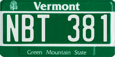 VT license plate NBT381