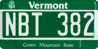 VT license plate NBT382