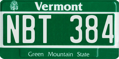 VT license plate NBT384