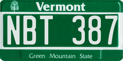 VT license plate NBT387