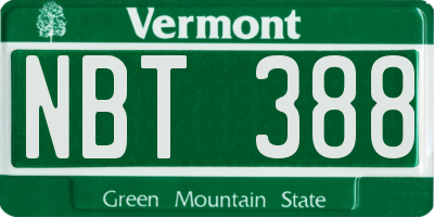 VT license plate NBT388