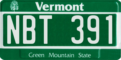 VT license plate NBT391