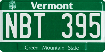VT license plate NBT395