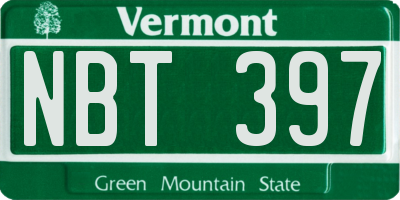 VT license plate NBT397