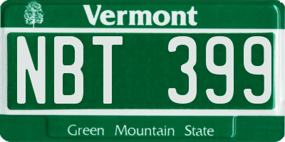 VT license plate NBT399