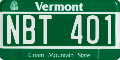 VT license plate NBT401