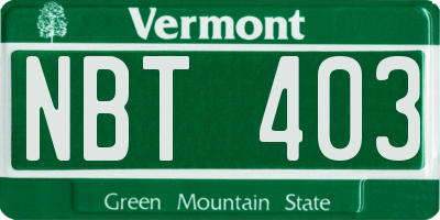 VT license plate NBT403