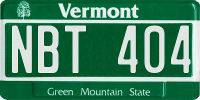VT license plate NBT404