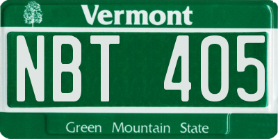 VT license plate NBT405