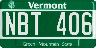 VT license plate NBT406