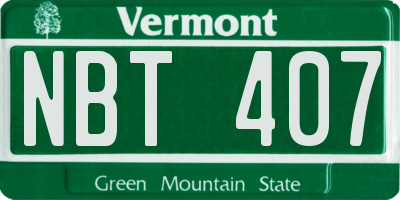 VT license plate NBT407