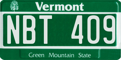 VT license plate NBT409