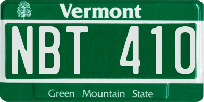 VT license plate NBT410