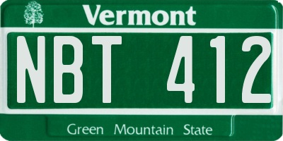 VT license plate NBT412