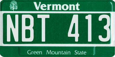VT license plate NBT413