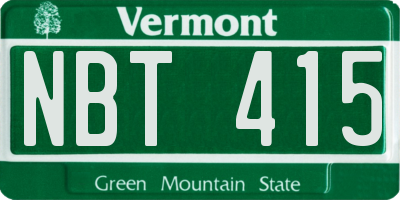 VT license plate NBT415