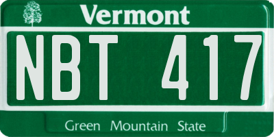 VT license plate NBT417