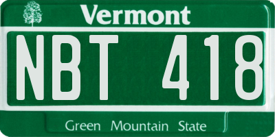 VT license plate NBT418