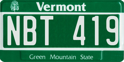 VT license plate NBT419