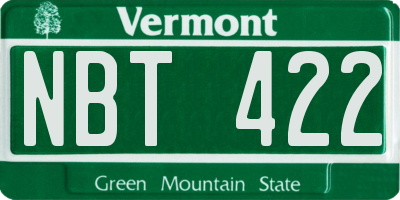 VT license plate NBT422