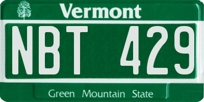 VT license plate NBT429