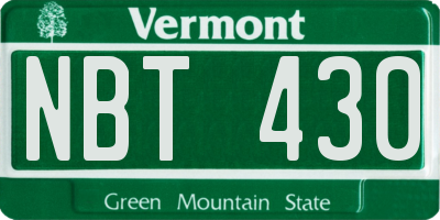 VT license plate NBT430