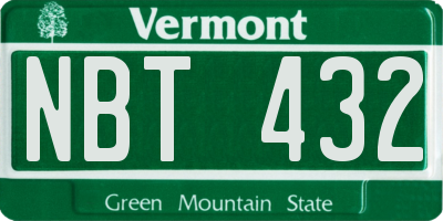 VT license plate NBT432