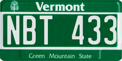 VT license plate NBT433