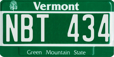 VT license plate NBT434