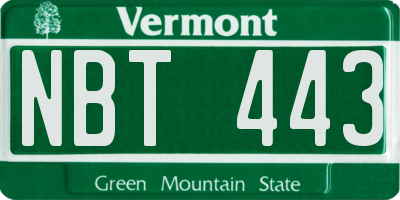 VT license plate NBT443