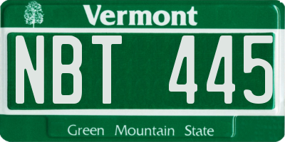 VT license plate NBT445
