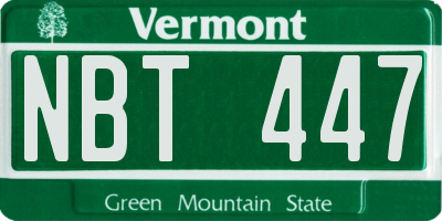 VT license plate NBT447