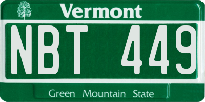 VT license plate NBT449