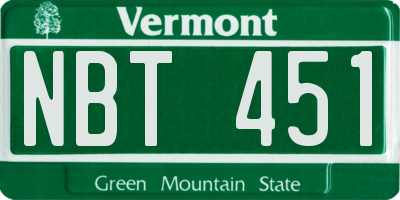 VT license plate NBT451
