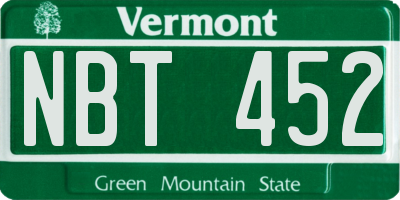 VT license plate NBT452