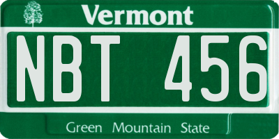 VT license plate NBT456