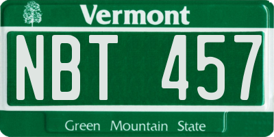 VT license plate NBT457