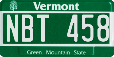 VT license plate NBT458