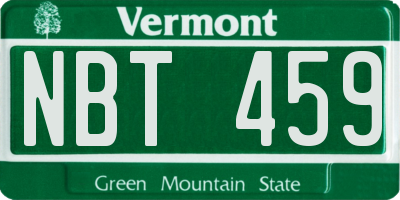 VT license plate NBT459
