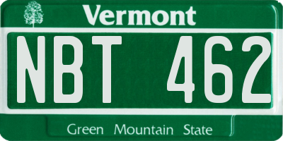 VT license plate NBT462