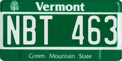 VT license plate NBT463