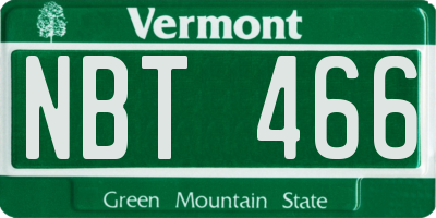 VT license plate NBT466