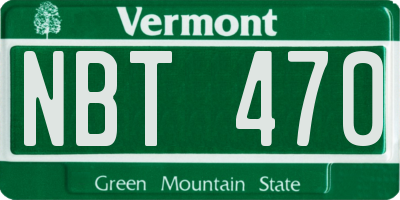 VT license plate NBT470